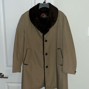 Sears Roebuck Vintage fake fur 3 button overCoat‎ winter jacket trenchcoat 40